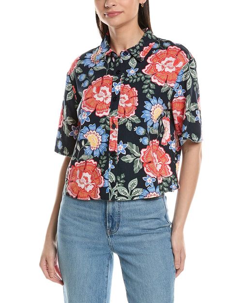 Linen-Blend Camp Shirt