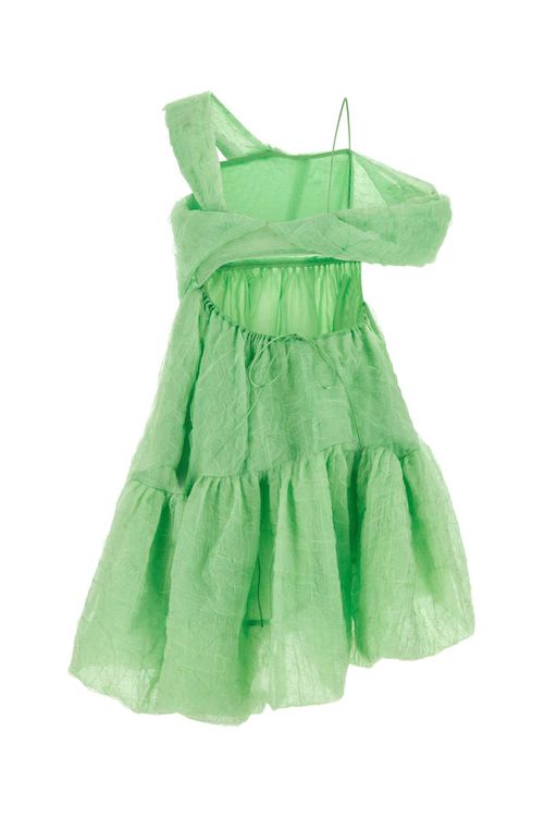 Green Silk Blend Soon Mini Dress
