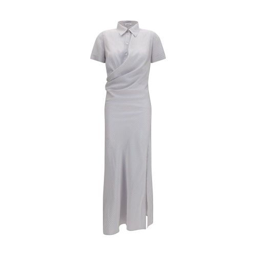Silk Shirt Dress — Gray