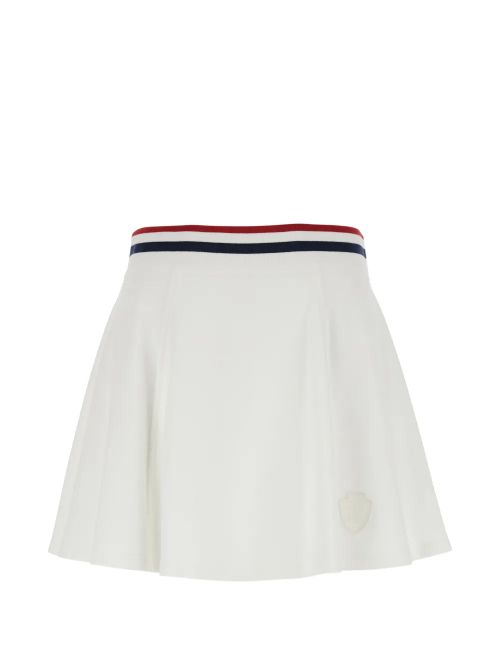 Striped-Trim A-Line Skirt — White