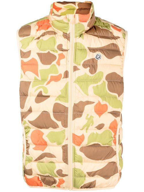 Camouflage-pattern padded gilet - Yellow