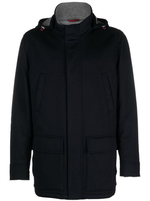 Detachable hood padded coat - Blue