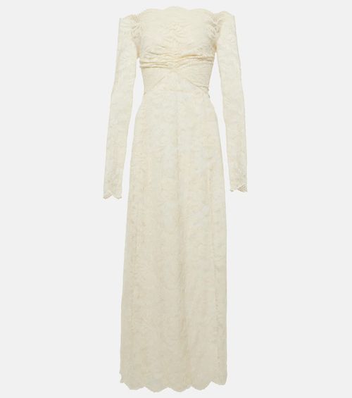 Off-shoulder lace maxi dress