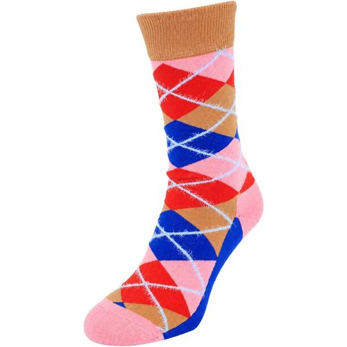Happy Socks Mens 1-Pack Pink Argyle Pattern - Multicolour Cotton