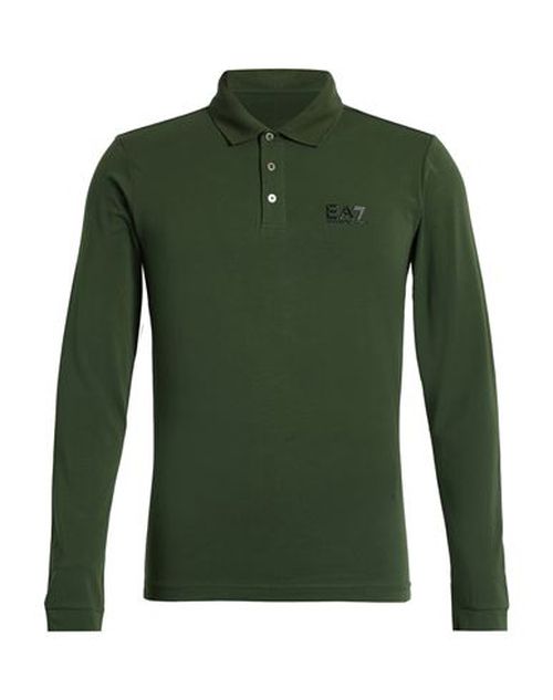 Man Polo shirt Military green Size M Cotton, Elastane