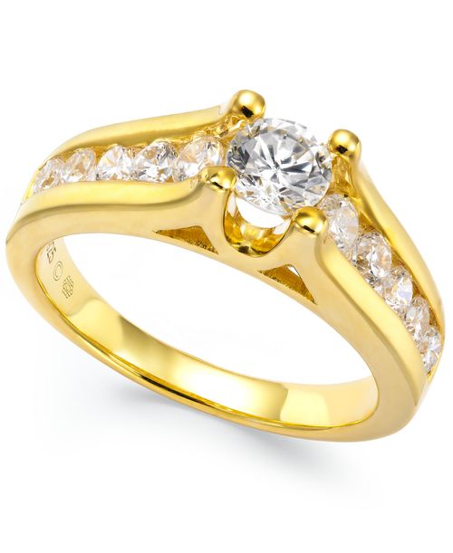 Certified Diamond Channel Engagement Ring in 14k Gold (1 ct. t.w.) - Yellow Gold