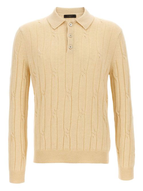 Cable-knit polo shirt - Neutrals