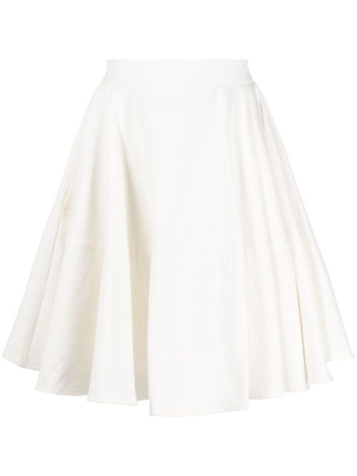Flared high-waisted skirt - White