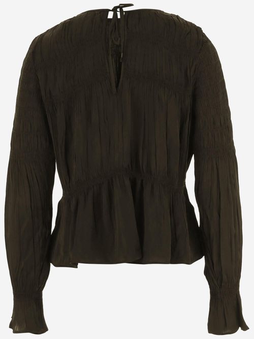 Viscose Drawstring Blouse — Brown