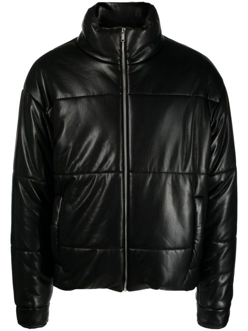Marron faux-leather puffer jacket - Black