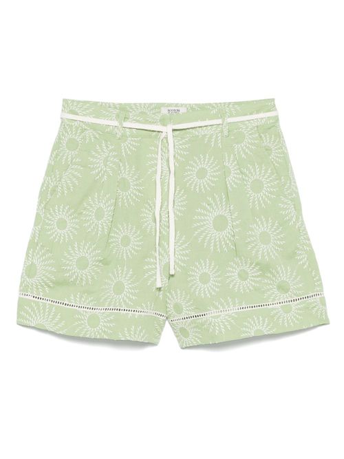 Scotch & Soda floral-embroidery shorts - Green
