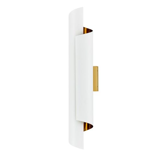 Matte White and Polished Brass Two Light Wall Sconce from the Piaga Collection