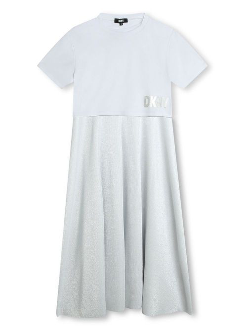 Logo-print layered dress - Grey
