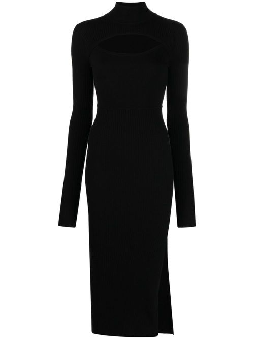 Cut-out ribbed midi dress - Black