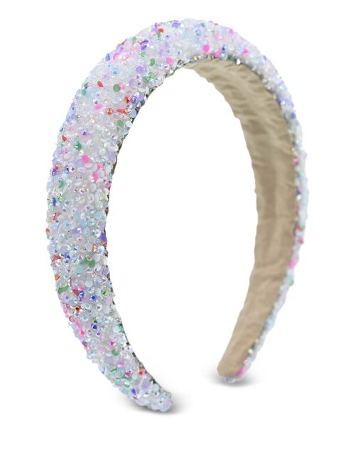 Gemstone-embellished headband - White