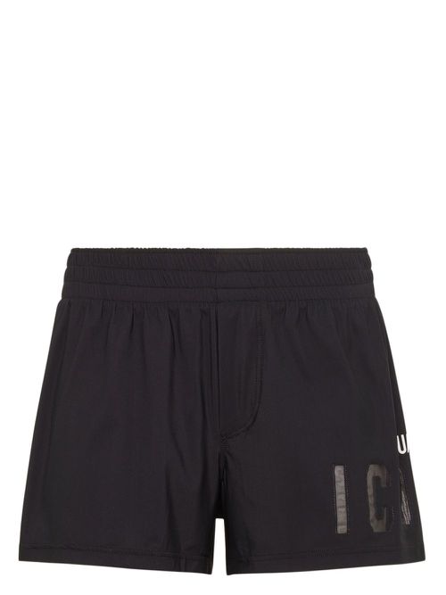 Icon-print swim shorts - Black