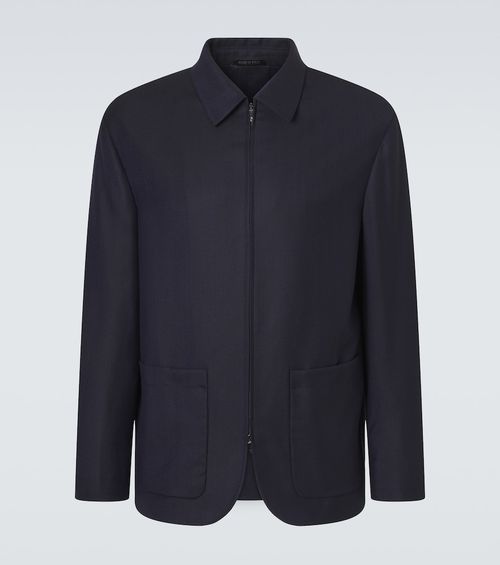 Chevron wool and cashmere-blend jacket