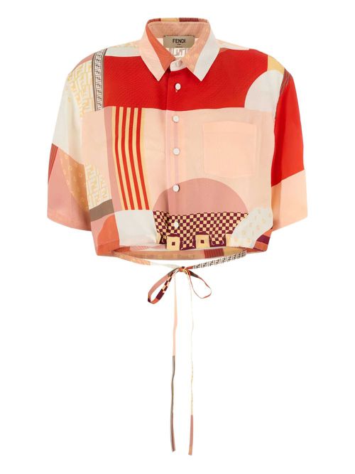 Graphic-print cropped shirt - Pink