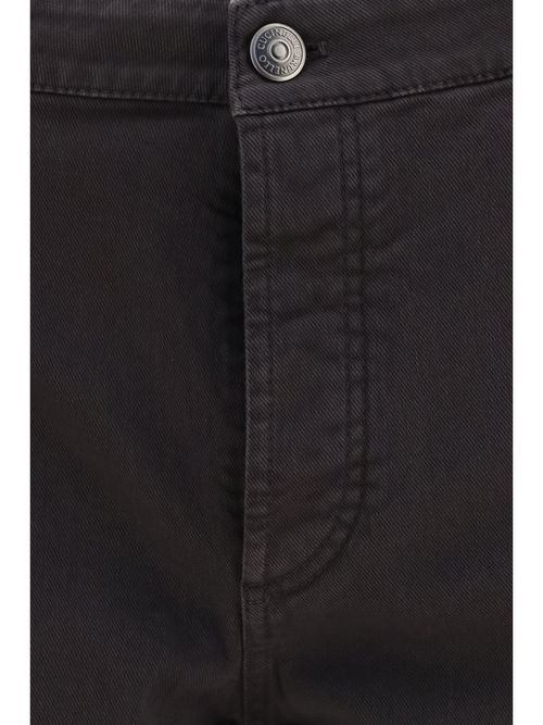 Turn-Up Hem Cotton Trousers — Brown