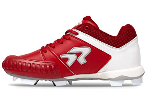 Ringor RIP-IT Flite Softball Turf Shoes with Pitching Toe - Lightweight and Durable Softball Shoes for Women - Black and White