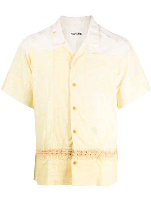 Crochet-knit short-sleeved shirt - Yellow