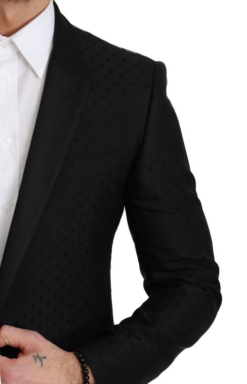 Polka-Dot Virgin Wool Blazer — Black