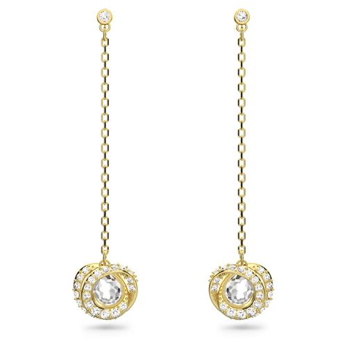 Generation drop earrings, Long, White, Gold-tone plated