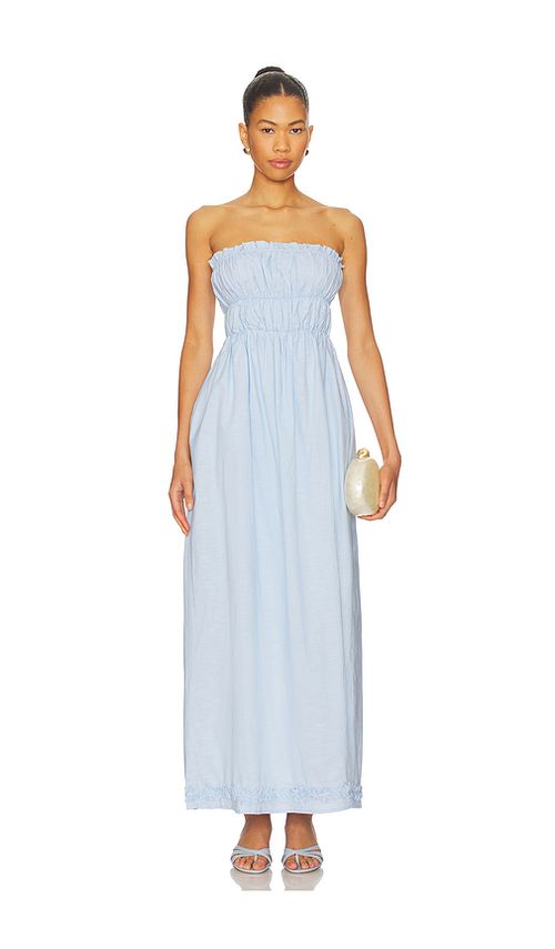 SNDYS Ines Strapless Maxi Dress in Blue. M also in L, S, XL, XS