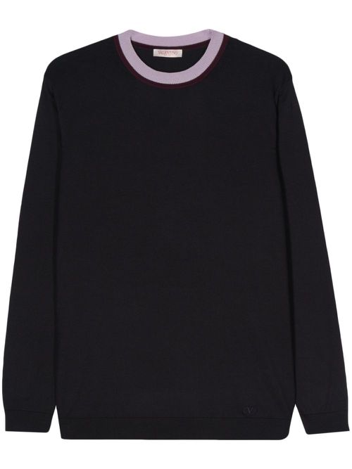VLogo striped-neck jumper - Blue