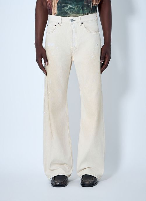 Paint-splatter Wide-leg Denim Jeans