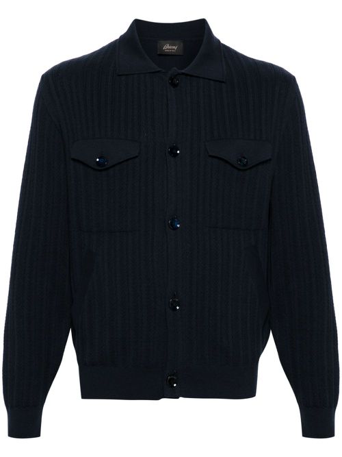 Spread-collar buttoned cardigan - Blue