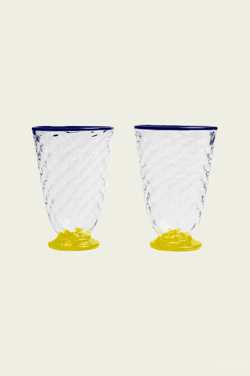 Quilted Glasses Set of 2 in Yellow