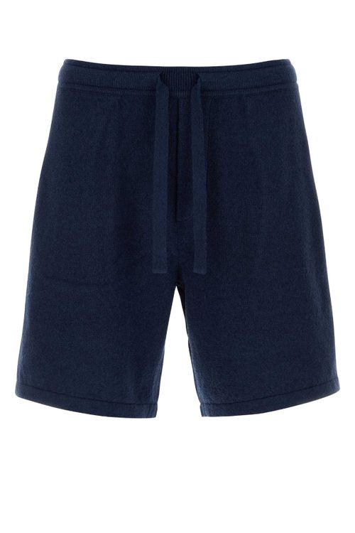 Navy Blue Cotton Blend Bermuda Shorts