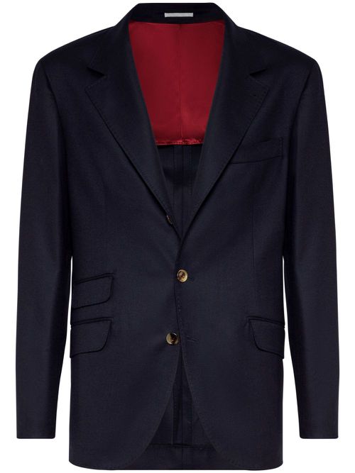 Single-breasted wool blazer - Blue
