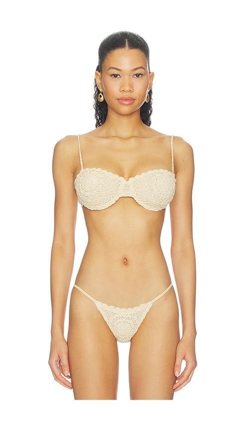 Mirror Palais Buzious Crochet Bikini Top in Cream. - L also in XS