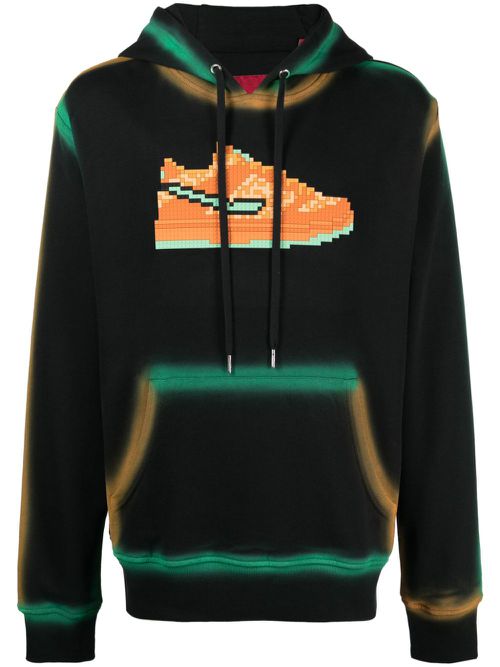 Orange Furry graphic-print cotton hoodie - Black
