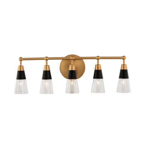 Ponti 5-Light Bathroom Vanity Light in Matte Black with New Bra