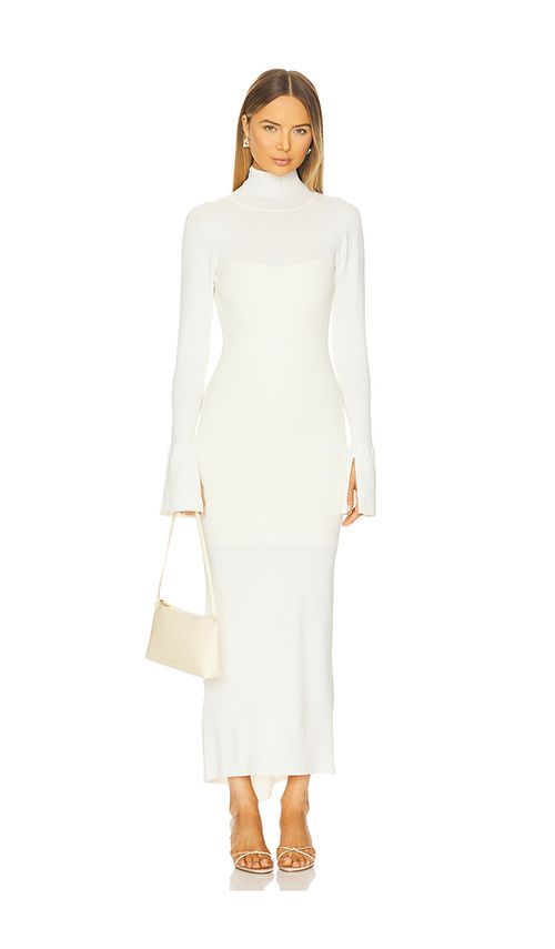 Dodiee Charlie Turtleneck Maxi Dress in Cream. M. Also in