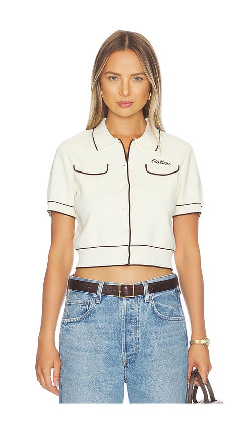 Malbon Jacqueline Polo Top in Cream. XS also in S, M