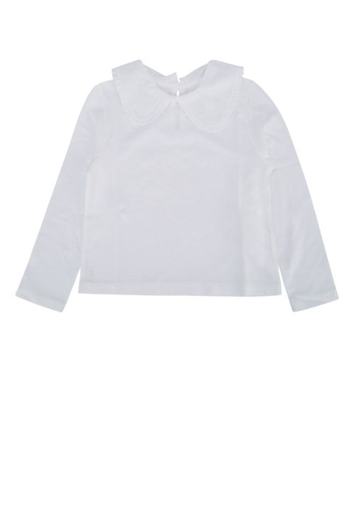 Peter Pan Collar Knit T-Shirt — White