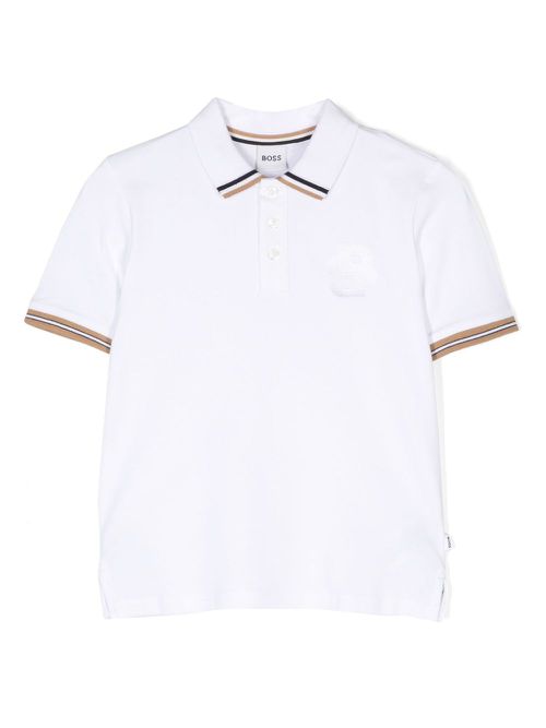 Stripe-trim polo shirt - White