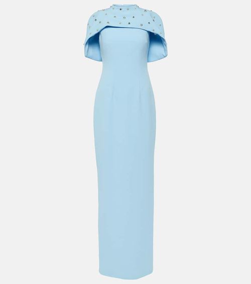 Safiyaa Crystal-embellished caped gown