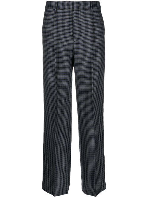 Check-print virgin wool trousers - Blue
