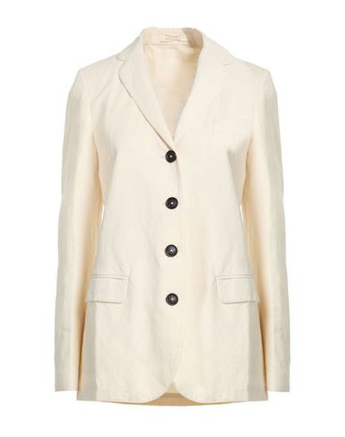 Woman Blazer Cream Size S Cotton, Linen