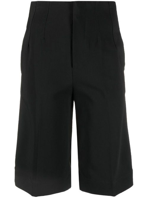 Knee-length high-waisted shorts - Black