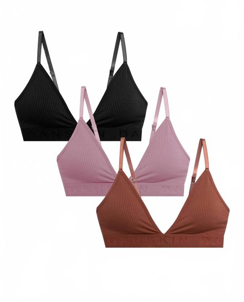 Women's 3-Pack Ribbed Seamless Bralette In Sienna Amber Multicolor