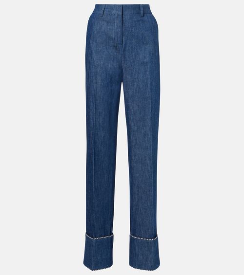 Chambray straight pants