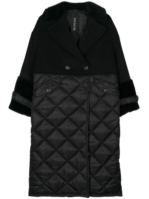 Double-breasted panelled coat - Black