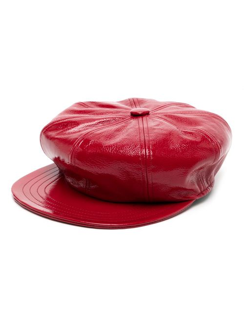 Patent leather baker boy hat - Red