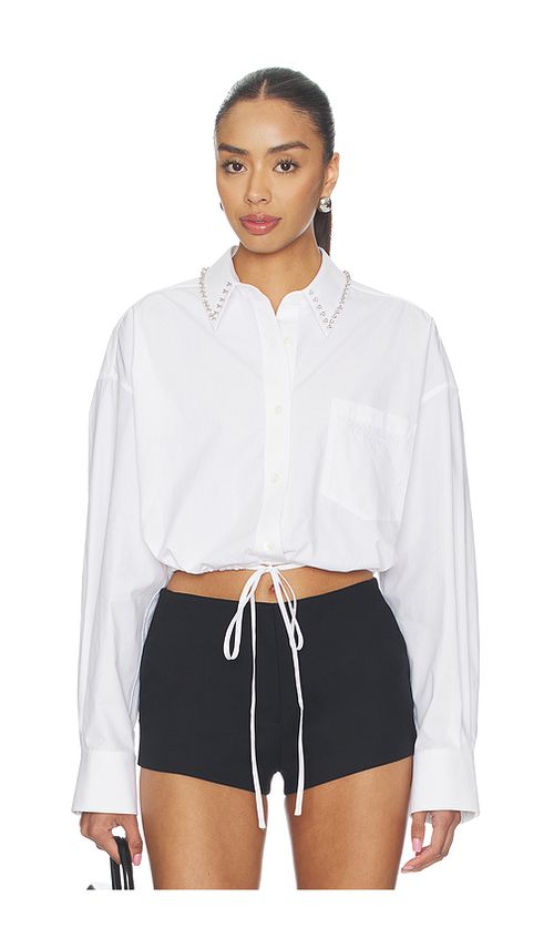 Alexander Wang Wrap Shirt With Crystal Stud Collar in White. M also in